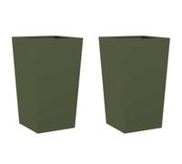 vidaXL Jardineras 2 uds de acero verde oliva 45x45x75 cm