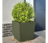 vidaXL Jardineras 2 uds acero verde oliva 50x50x50 cm
