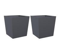 vidaXL Jardineras 2 uds de Acero Gris Antracita 50x50x50 cm