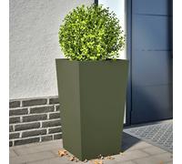 vidaXL Jardineras 2 uds de acero verde oliva 45x45x75 cm