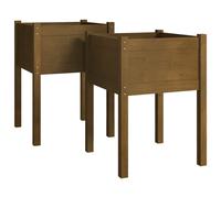 vidaXL Jardineras 2 uds madera maciza de pino 50x50x70 cm Color Natural, Blanco, Gris y mas Honey Brown