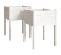 vidaXL Jardineras 2 uds madera maciza de pino 50x50x70 cm Color Natural, Blanco, Gris y mas White