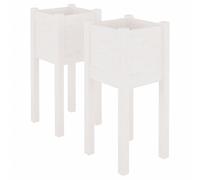 vidaXL Jardineras 2 uds madera maciza de pino blanco 31x31x70 cm
