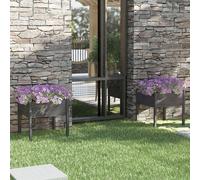 vidaXL Jardineras 2 uds madera maciza de pino gris 70x70x70 cm