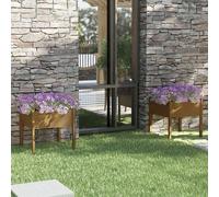 vidaXL Jardineras 2 uds madera maciza de pino marrón miel 70x70x70 cm