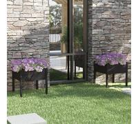 vidaXL Jardineras 2 uds madera maciza de pino negro 70x70x70 cm