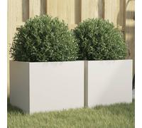 vidaXL Jardineras 2 unidades acero blanco 32x30x29 cm