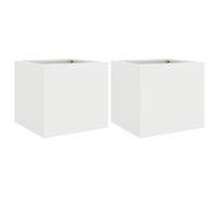 vidaXL Jardineras 2 unidades acero blanco 32x30x29 cm