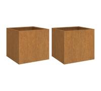 vidaXL Jardineras 2 Unidades Acero corten 42x40x39 cm, Maceta, arriate Elevado, Soporte para macetas, macetero, bancal Elevado, Soporte para Plantas