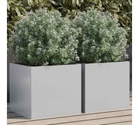 vidaXL Macetas para plantas, 2 unidades, color plateado, 32x30x29 cm, acero galvanizado