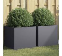 vidaXL Jardineras 2 unidades acero gris antracita 42x40x39 cm