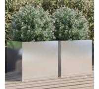 vidaXL Jardineras 2 Unidades, Arriates Elevados, Soportes para Macetas, Maceteros de Plantas para Jardín Balcón, Acero Inoxidable Plateado