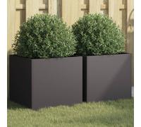 vidaXL Jardineras 2 unidades acero negro 42x40x39 cm