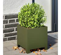 vidaXL Jardineras 2 unidades acero verde oliva 30x30x30 cm