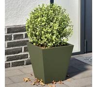 vidaXL Jardineras 2 unidades acero verde oliva 30x30x30 cm