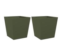 vidaXL Jardineras 2 Unidades Acero Verde Oliva 40x40x40 cm