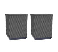 vidaXL Jardineras 2 unidades polipropileno 30x30x37 cm Color Gris oscuro, Gris claro, Negro y mas Black