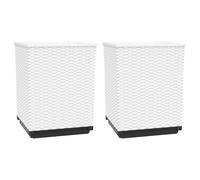 vidaXL Jardineras 2 unidades polipropileno blanco 30x30x37 cm