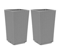 vidaXL Jardineras 2 unidades PP 32,5x32,5x57 cm Color Gris, Gris claro, Negro y mas Light gray