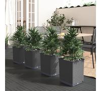 vidaXL Jardineras 4 uds polipropileno negro 30x30x37 cm