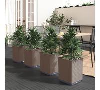 vidaXL Jardineras 4 unidades polipropileno marrón 30x30x37 cm