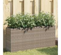 vidaXL Jardineras con 2 maceteros 2 uds ratán PE gris 90x20x40 cm