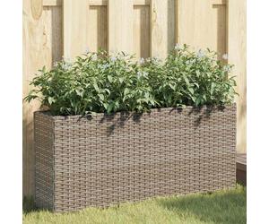 vidaXL Jardineras con 2 maceteros 2 uds ratán PE gris 90x20x40 cm