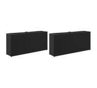 vidaXL Jardineras con 2 maceteros ratán PE negro 90x20x40 cm 2 uds