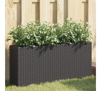vidaXL Jardineras con 2 maceteros ratán PE negro 90x20x40 cm 2 uds