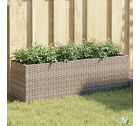 vidaXL Jardineras con 3 maceteros 2 uds ratán PE gris 105x30x32 cm