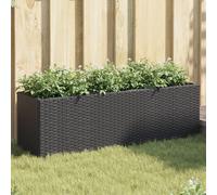vidaXL Jardineras con 3 maceteros 2 uds ratán PE negro 105x30x32 cm
