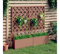 vidaXL Jardineras con enrejado 2 unidades WPC marrón 65x33x135 cm