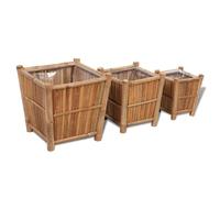vidaXL Jardineras de bambú 3 unidades con forro de nailon – diversos tamaños