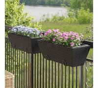 vidaXL Jardineras con ganchos 2 unidades ratán sintético negro