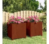 vidaXL Jardineras con patas 2 uds acero corten oxidado 40x40x40 cm