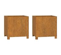 vidaXL Jardineras con Patas 2 uds Acero corten Oxidado 40x40x40 cm, Maceta, arriate Elevado, Soporte para macetas, macetero, bancal Elevado
