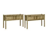 vidaXL Jardineras con patas 2 uds, maceteros elevados para balcón y terraza, madera de pino blanco