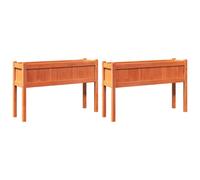 vidaXL Jardineras con patas 2 uds madera maciza de pino marrón cera