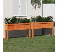 vidaXL Jardineras con patas 2 uds madera maciza de pino marrón cera