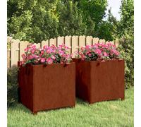 vidaXL Jardineras con patas 2 udss acero corten oxidado 50x50x50 cm