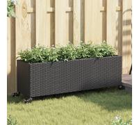vidaXL Jardineras con ruedas 2 uds ratán sintético 107x32x38 cm en color Gris/Negro