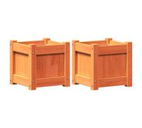 vidaXL Jardineras de exterior 2 uds madera maciza de pino marrón cera
