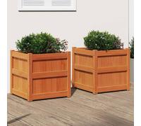 vidaXL Jardineras de exterior 2 unidades madera maciza de pino Color Pino natural, Pino blanco, Marrón pino y mas Pine brown