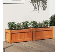 vidaXL Jardineras de exterior 2 uds madera maciza de pino marrón cera