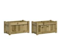 vidaXL Jardineras de exterior 2 unidades madera impregnada de pino