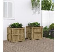 vidaXL Jardineras de exterior 2 unidades madera impregnada de pino
