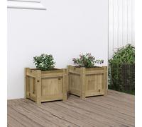 vidaXL Jardineras de exterior – Maceteros para balcón y patio – Madera impregnada de pino – 2 uds