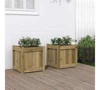 vidaXL Macetas para plantas, 2 unidades, madera de pino, tratada