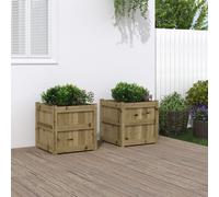 vidaXL Jardineras de exterior 2 unidades madera impregnada de pino
