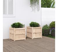 vidaXL Jardineras de exterior 2 unidades madera maciza de pino